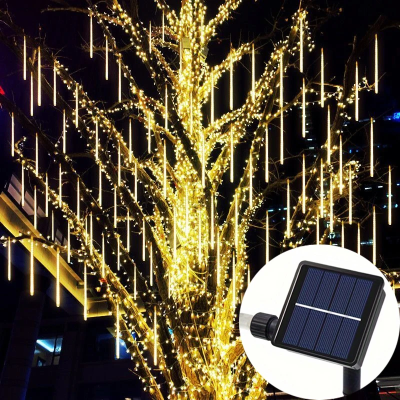 

Solar LED Meteor Shower Rain Lights Holiday String Lights Fairy Garden Light 8 Tubes 192/288 Leds Christmas Wedding Decoration