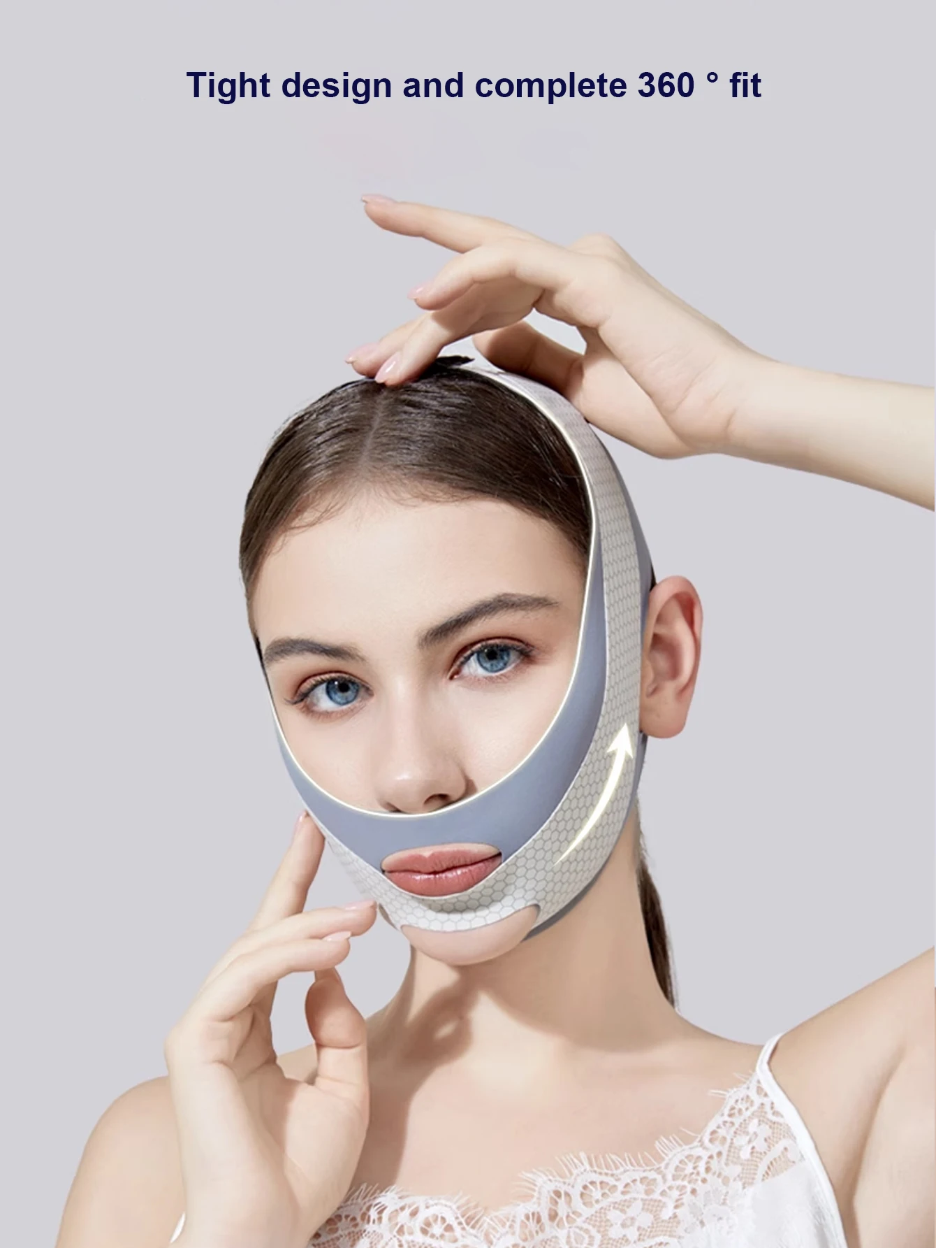 フェイスリフティングベルト Vラインシェイパー 顎ラインチンストラップ、二重あごの軽減とシワケアのためのアンチエイジングフェイスファーミングマスク