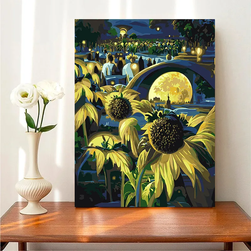 

7737150Digital Oil Painting DIY Coloring Digital Painting Hanging Painting Plants Flowers Landscape Decoration Painting