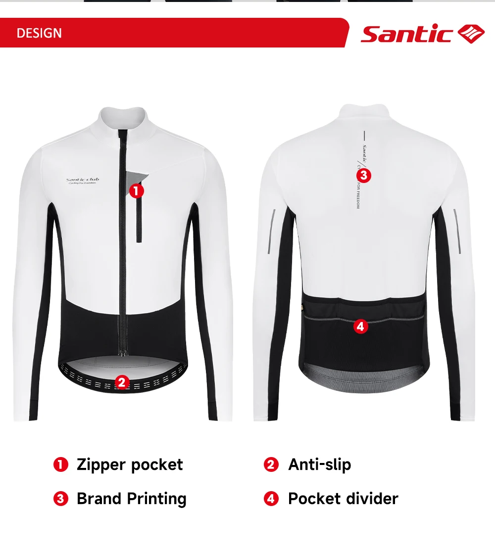 Santic Fahrradjacken Herbst/Winter Warme Fahrradjacken 2025, neuer Rennrad-Wind- und wasserdichter Fahrradmantel TM25C01188 – Detail 2