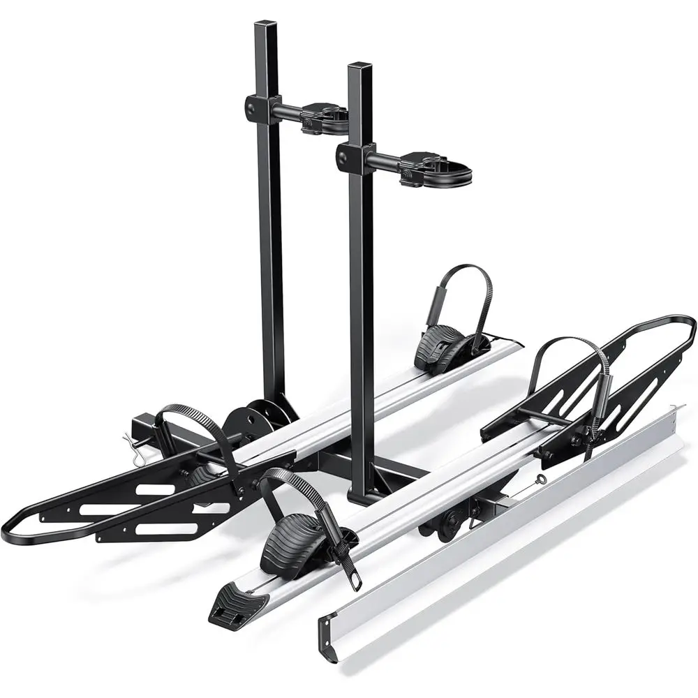 

Держатель для 2 велосипедов на фаркоп, грузоподъемность 200 фунтов, подходит для колес шириной 5 дюймов и длиной 50 дюймов, совместим с 2-мя приемными отверстиями для автомобилей, внедорожников и автодомов.