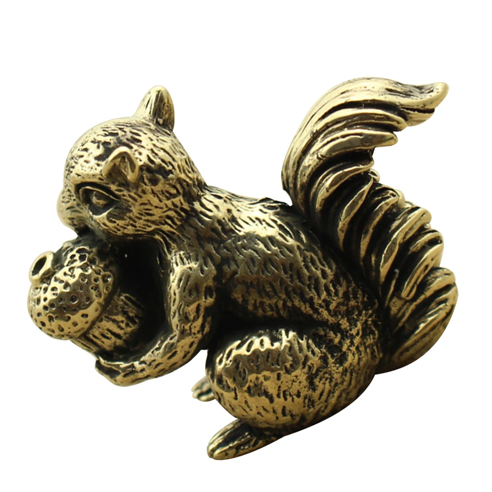 

Bronze Squirrel Copper Statue Desk Miniature Desktop Ornaments Decorations Craft