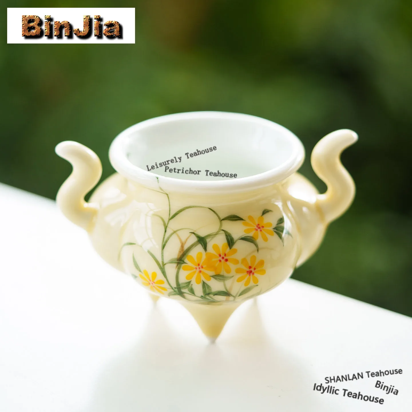 Egg Yolk Glaze Hand Painted Daisy Incense Holder Retro Incense Waterfall Incense Burners Consecrate Censer Cafes Decoration