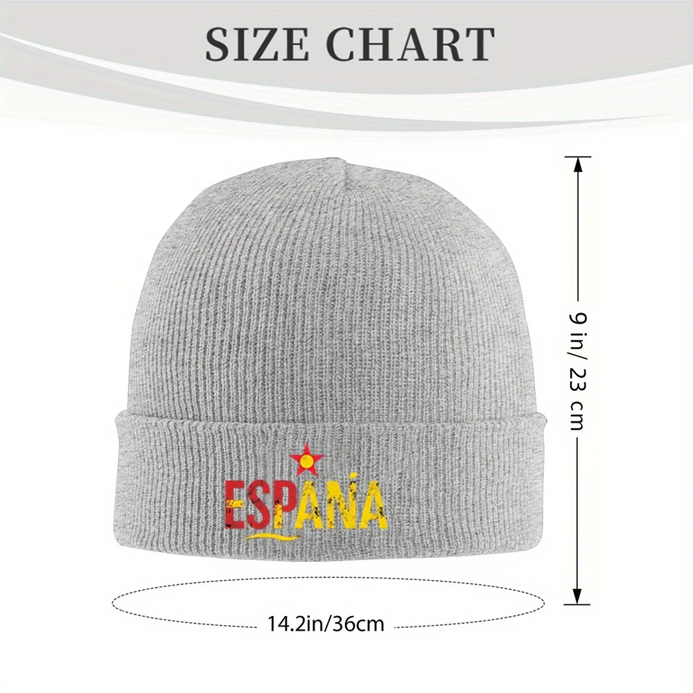 1pc Spain Spain Flag Beanie Hat Spanish National Emblem España Lettering with Coat of Arms Design Warm Knit Cap for Men Women