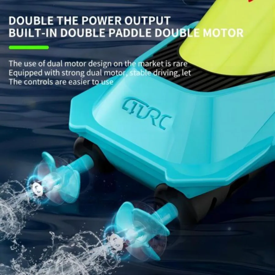 Barco de controle remoto azul 4DRC S5 para piscinas e lagos 2,4 GHz 20 + MPH barco de corrida bateria recarregável alarme de bateria fraca