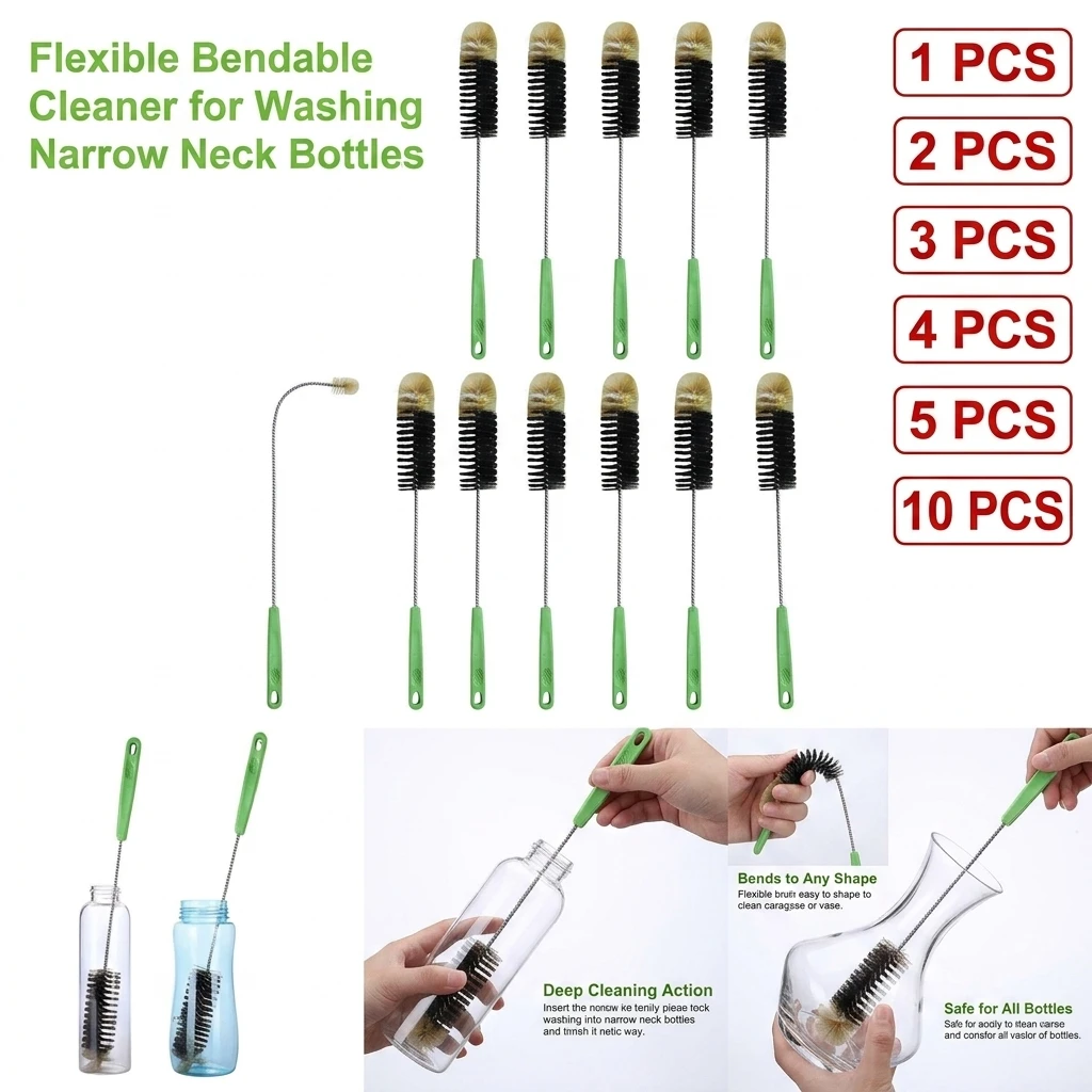 Water Bottle Brush With 40cm Long Handle Flexible Bendable Cleaner For Washing Narrow Neck Bottle Wine Decanter Beer