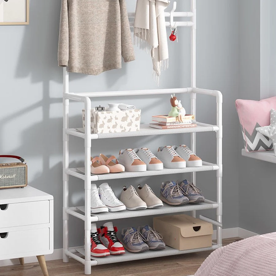 رف القبعات، خطاف معدني متعدد الوظائف مكون من 5 طبقات مع 8 خطافات مزدوجة - حل تخزين موفر للمساحة مناسب للردهة وغرفة المعيشة