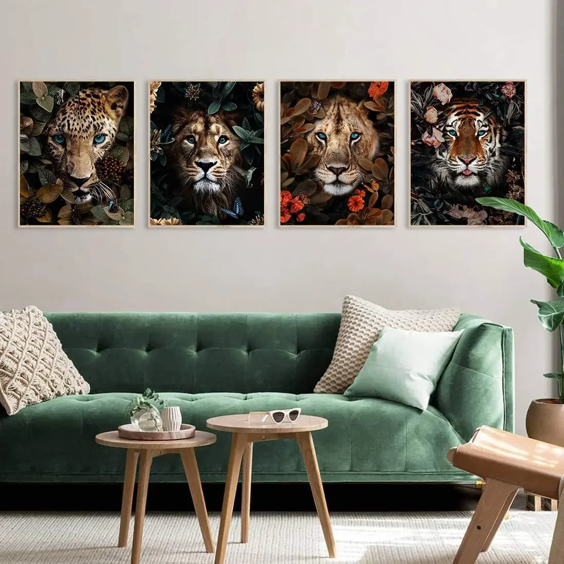 Jungle Safari Animal Wall Art Prints Poster Lion Tiger Leopard Canvas For Living Room Home Decor