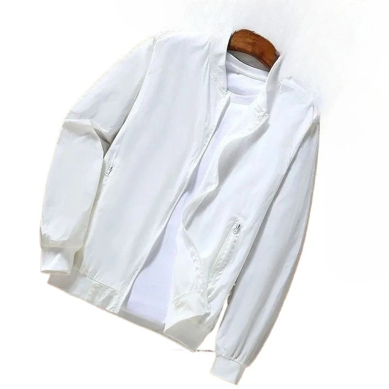 2026 Summer New Solid Color Round Neck Long Sleeve Zipper Sunscreen Jacket Men Casual Coat With Pockets