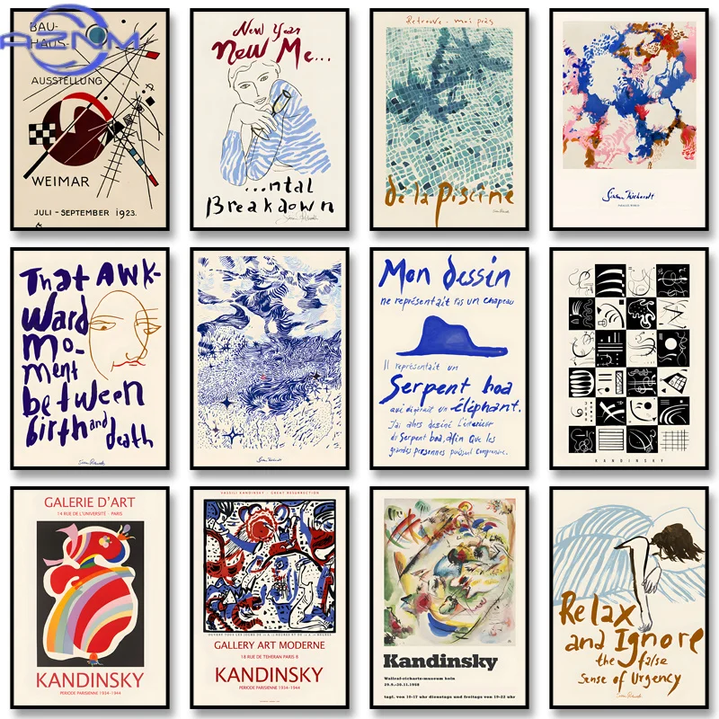 Bauhaus Exhibition Poster Periode Parisienne Print Abstract Canvas Painting Wall Art Picture for Living Room Home Decoration