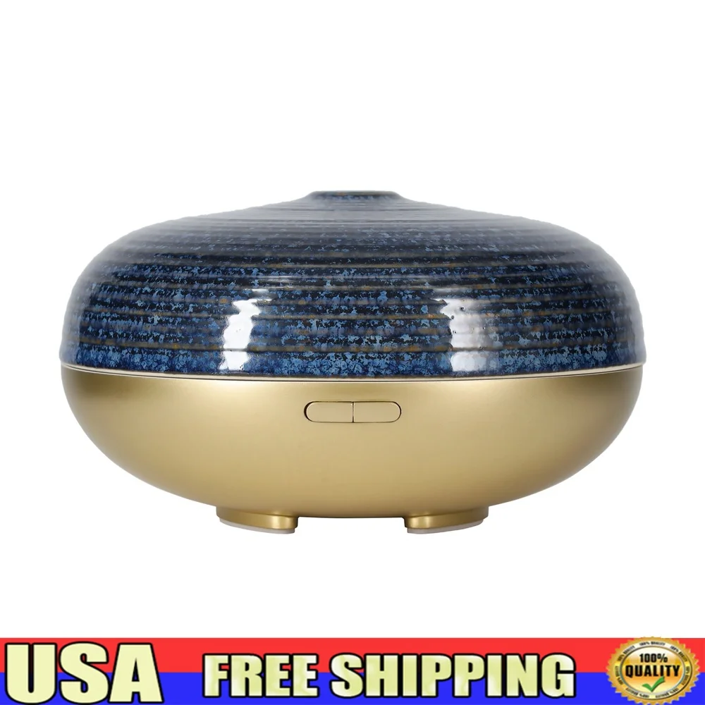 

Ультразвуковой диффузор эфирного масла, 150 мл, керамический синий, автоматическое отключение, прерывистый, непрерывный туман, 5 настроек света для дома