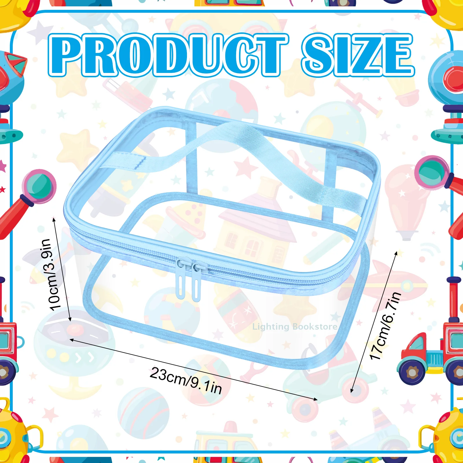 6 Pcs Clear PVC Toy Storage Bags With Handles 9.1x6.7x3.9 Inch Travel Toiletry Bags Waterproof Toy Storage Organizer Pouch With