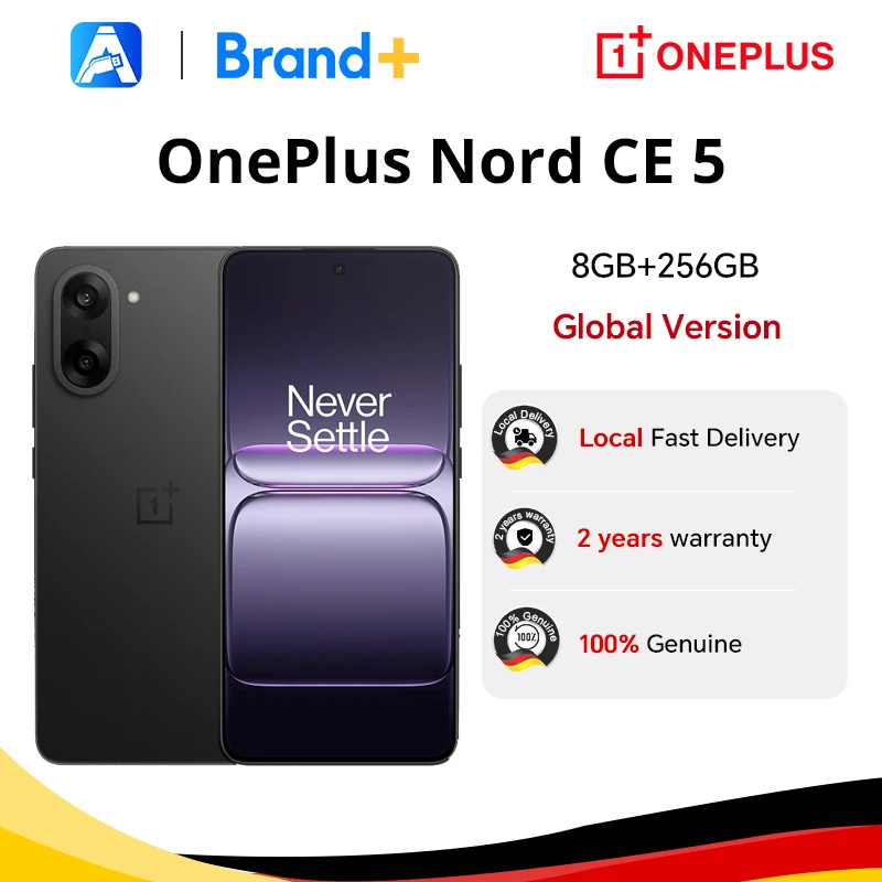 Smartphone OnePlus Nord CE 5 5G (versión internacional) 8 GB + 256 GB, batería de 7100 mAh, cargador de 80 W, cámara de 50 MP con estabilización electrónica (EIS) y óptica (OIS), Android 15, WiFi 6