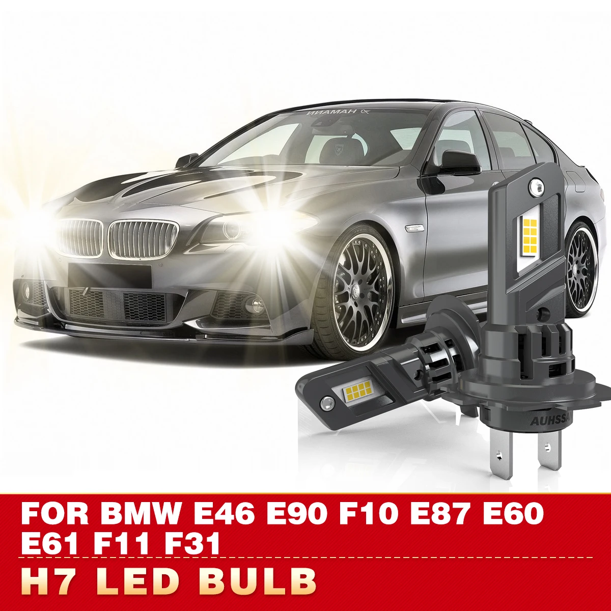2x H7 LED Canbus Headlight Bulb 24000LM LED Car Head Fog Light with Fan New Upgrade For BMW E46 E90 F10 E87 E60 E61 F11 F31