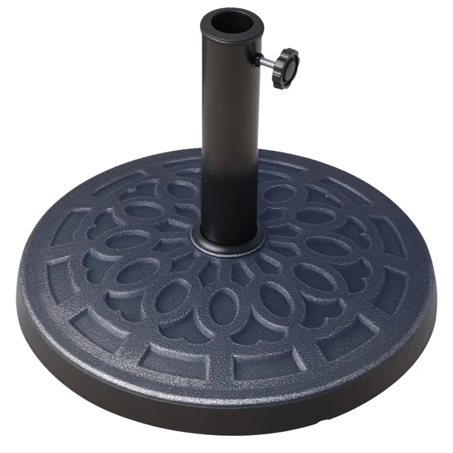 

Outdoor Umbrella Stand Base 17 27 lbs Round Drative Pattern for 1.5 1.89 Pole Bronze