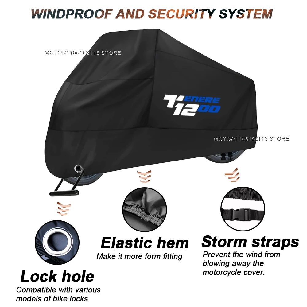 Motorcycle Cover Waterproof Outdoor All Season Dustproof UV Protective Moto Rain Cover For tenere1200 Tenere 1200 Thick 210D