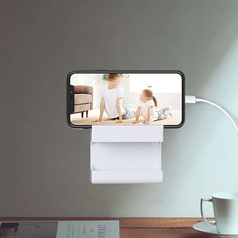 Selbstklebende TV-Klimaanlage, Fernbedienung, Aufbewahrungsbox, stanzfreie, an der Wand montierte Ladestation für Mobiltelefone, Finishing-Box – Detail 6
