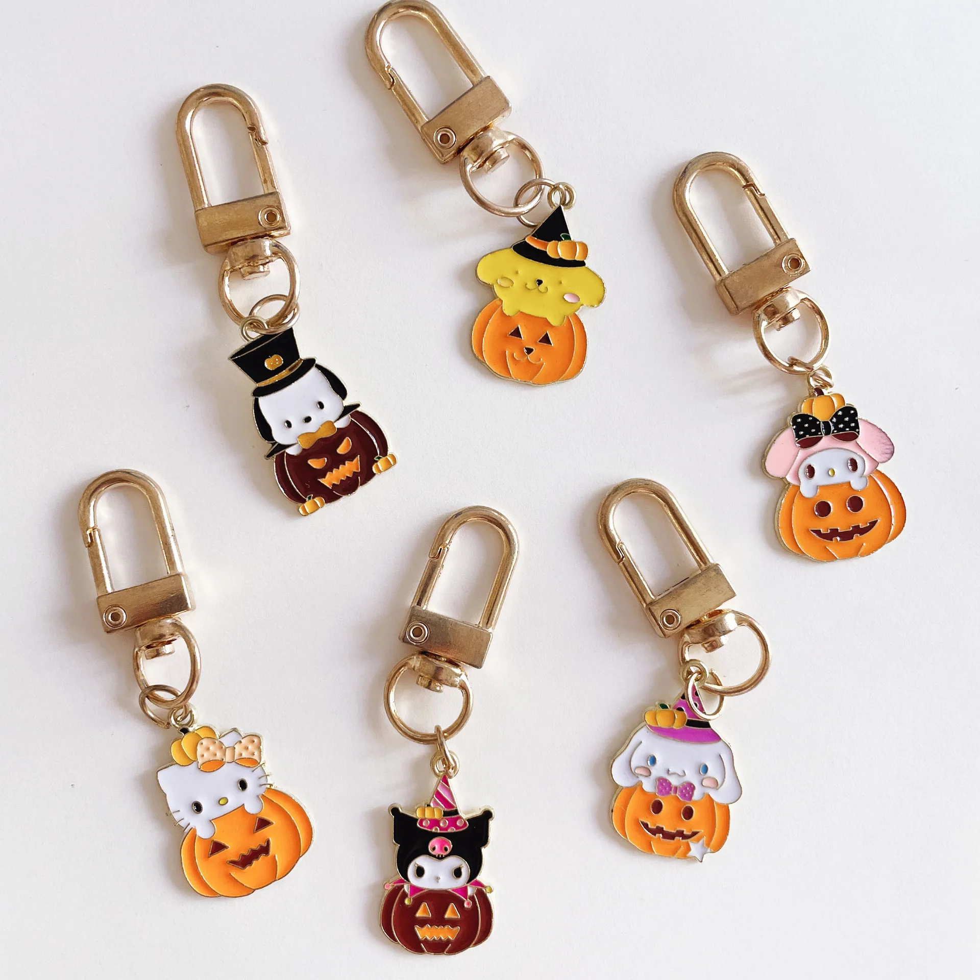 Miniso ins سانريو هالوين مفتاح سلسلة الكرتون لطيف Kuromi سلسلة قلادة مضحك اليقطين حقيبة حلي معلقة