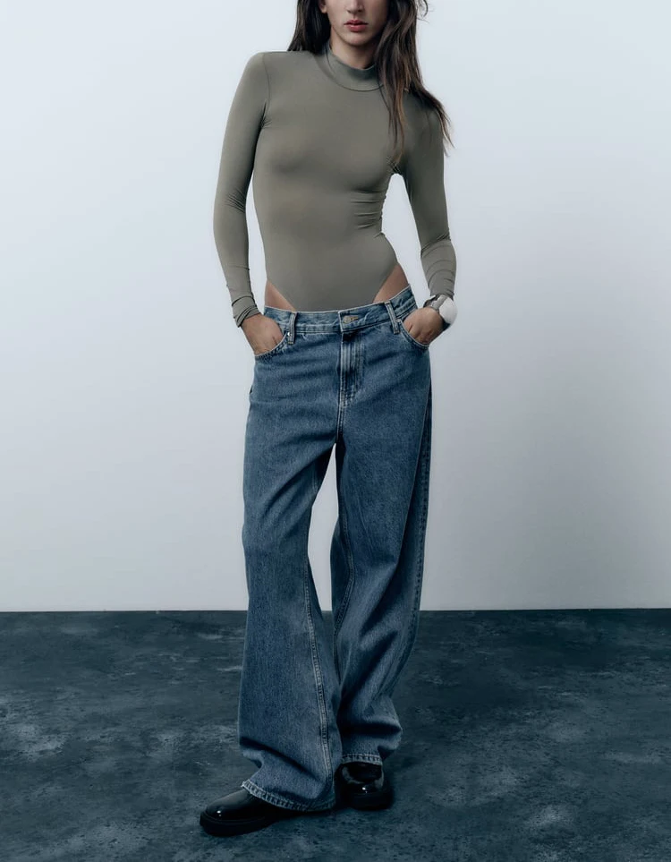 Autumn Winter Women's Slim Fit Long Sve Stand Collar Base Layer  Suit Ele Faionable Polyester Fabric