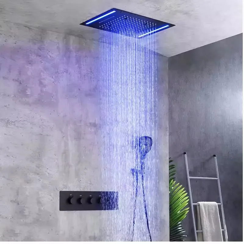 الفاخرة السقف شنت دش خلاط مجموعة LED شلال الحمام دش مجموعة سهلة التحكم الحمام ثرموستاتي صنبور دش