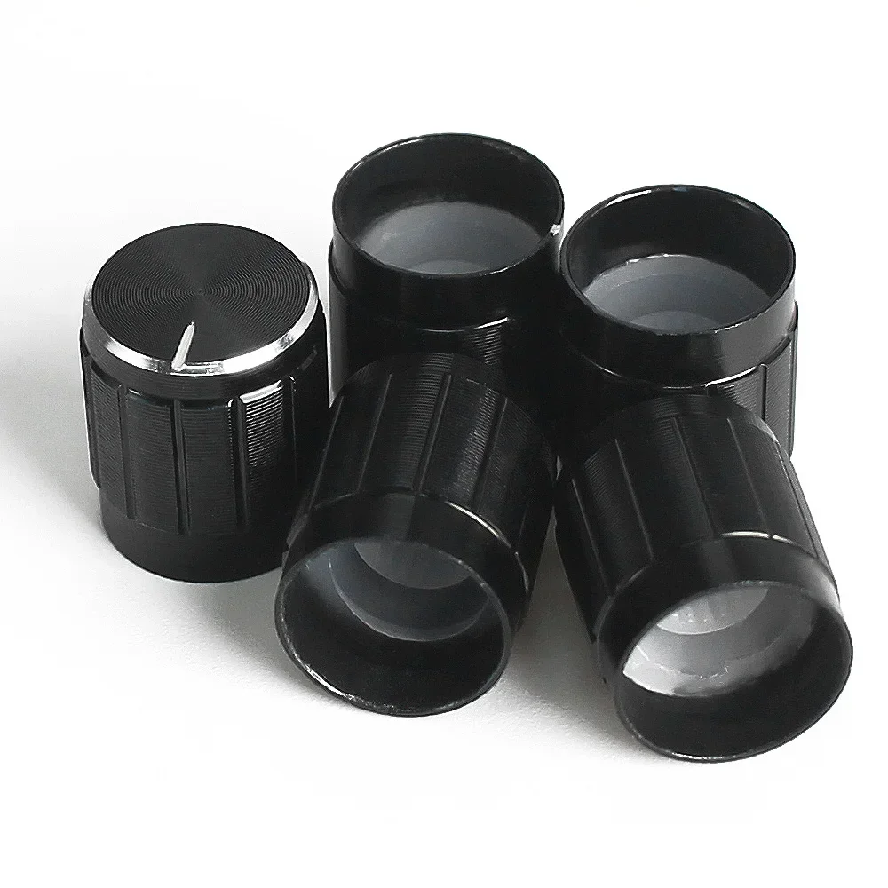 10 peças wh148 15*17mm tampa do botão do potenciômetro tampas de botão de liga de alumínio preto para interruptor rotativo botão de controle de volume
