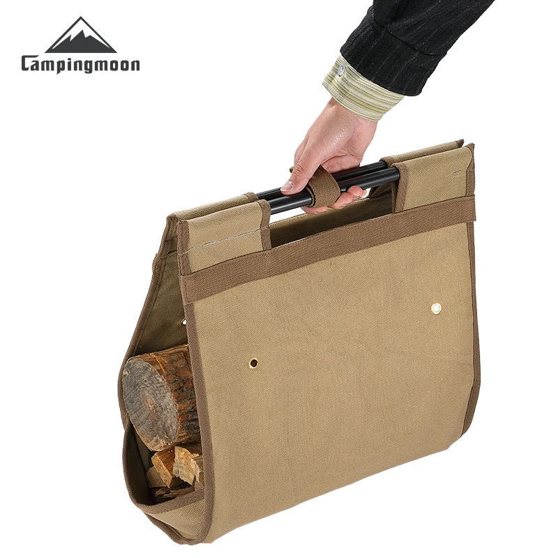

CAMPINGMOON T-285 Outdoor Camping Thickened Wear-Resistant Canvas Bag Handheld Wood Storage andOrganization Bag Firewood Carrier