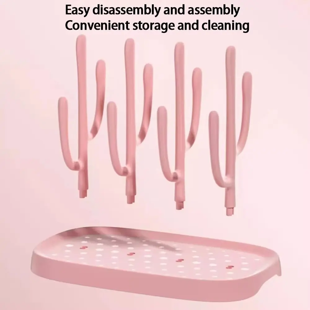 High Quality Feeding Bottle Drain Rack Detachable Space-saving Baby Bottle Drying Stand with Drip Water Tray Convenient
