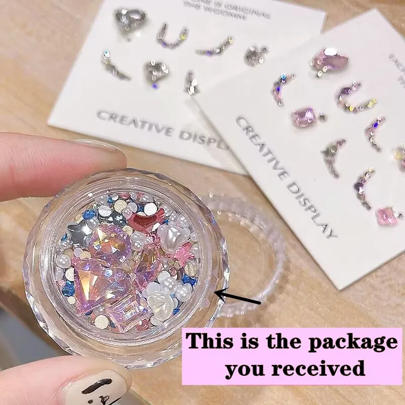 Diamantes de imitación de proteína para uñas, accesorios de decoración de uñas de cristal, rosa brillante, corazón de bricolaje, 1 caja