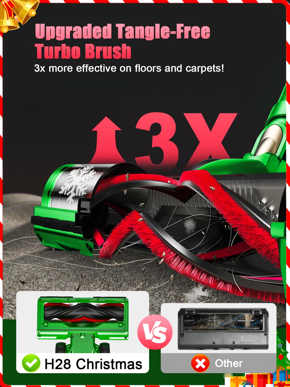 Cordless Vacuum Cleaner, 46Kpa/500W/55Mins Vacuum Cleaners for Home, Self-Standing Rechargeable Vacuum, Christmas Gifts