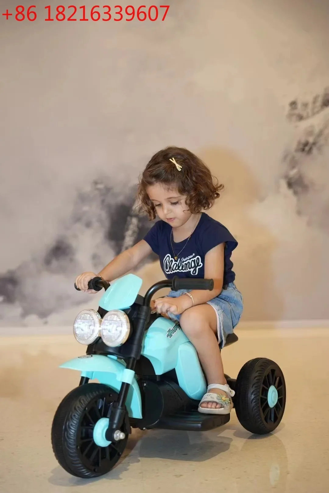 Children's electric three-wheeled motorcycle, remote control can sit on baby beautiful baby rechargeable battery toy