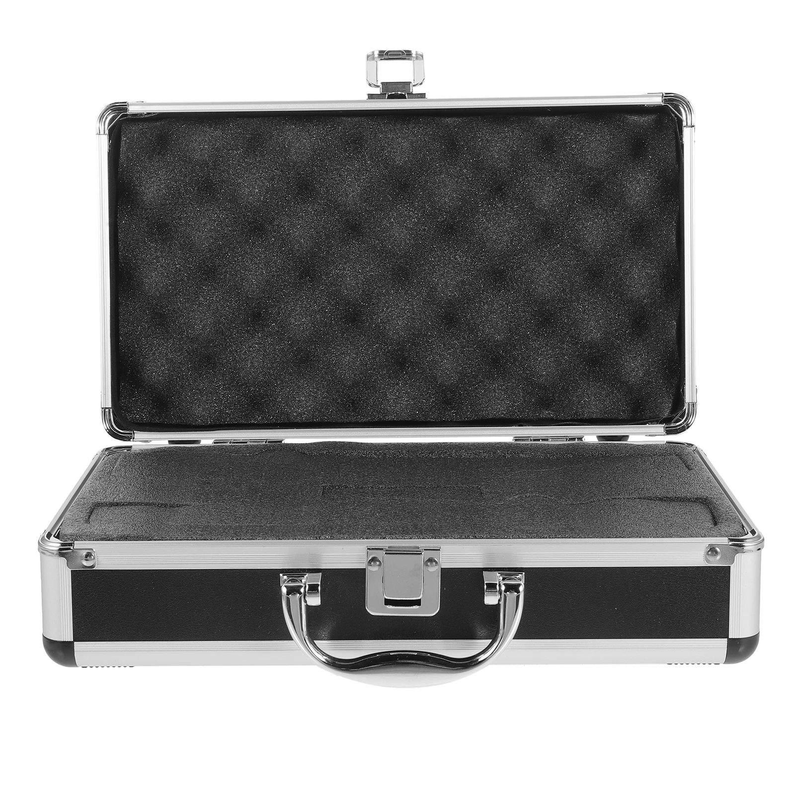 

Microphone Box Carrying Case Micphone Metal Computer with Handle Flannel Holder for Desk Travel