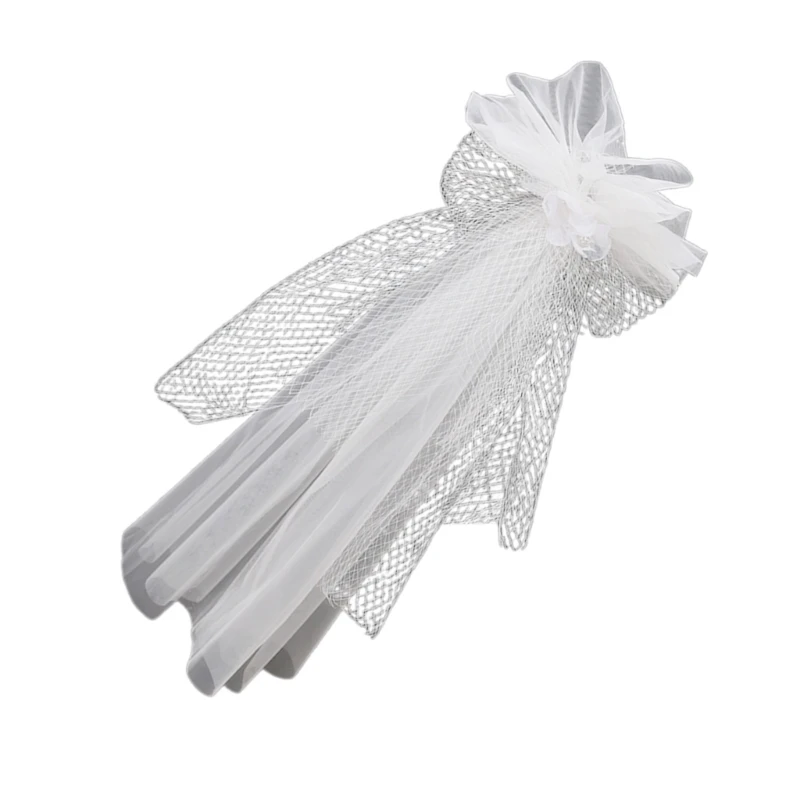 Wedding Layered Veil Bridal Tulles with Bowknot Marriage Registration Lace Tulle