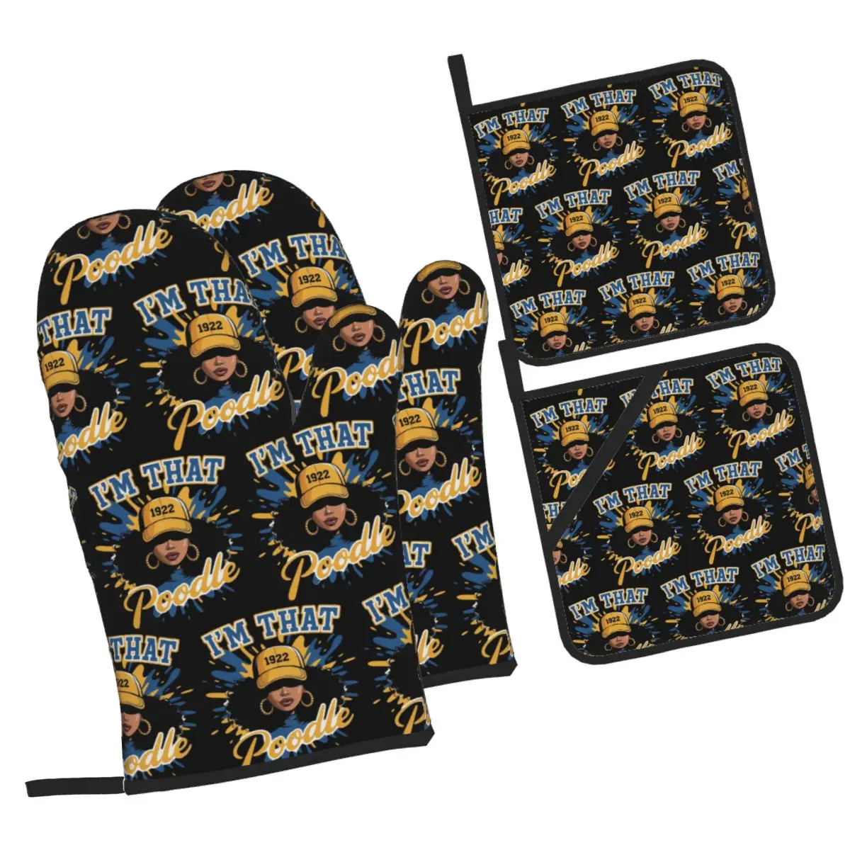 Sigma Gamma Rho 1922 Sorority Oven Mitts and Pot Holder Sets of 4 for Baking Kitchen Cooking BBQ Resistant Non-Slip Gloves