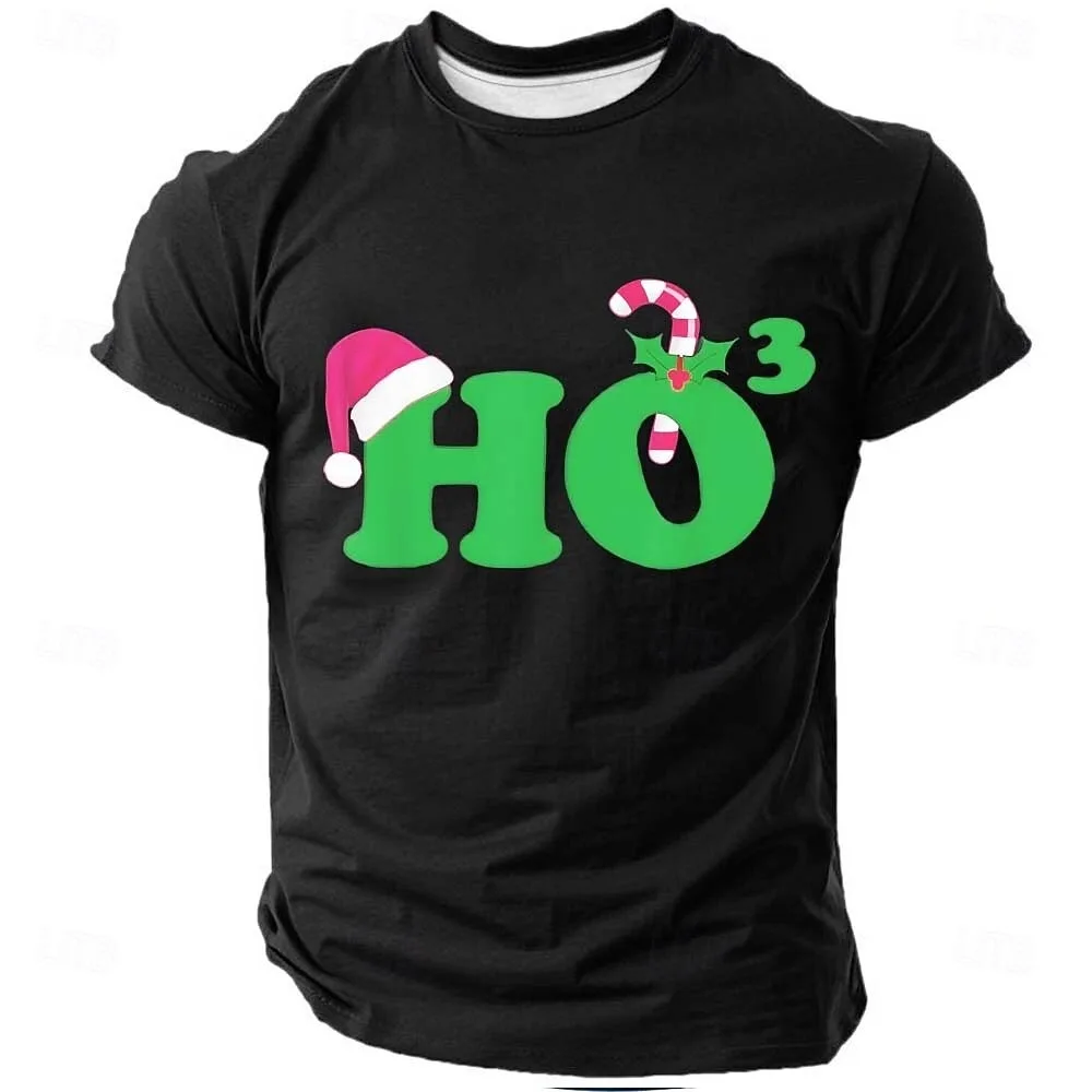 

Christmas Men's Santa Claus HO letter Short Sleeve T shirt Crew Neck Shirt Daily Designer Vacation Party All Seasons Clothing