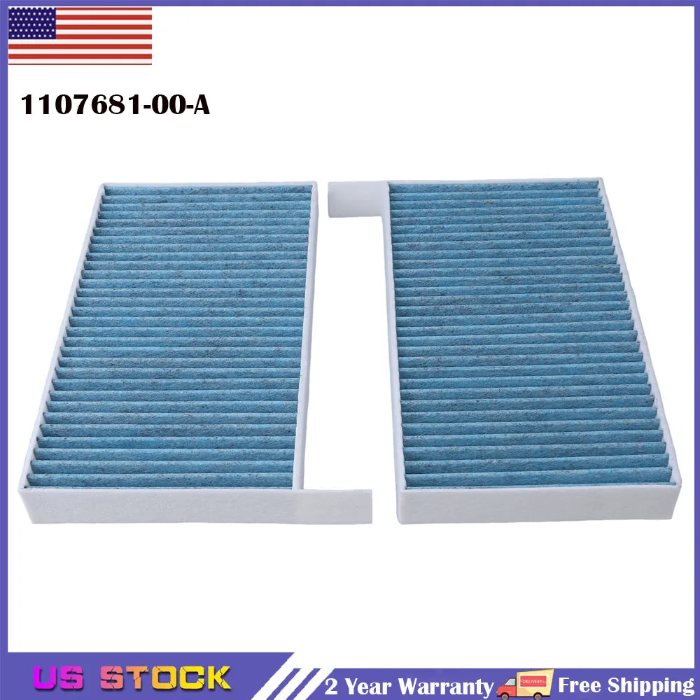 2PCS Car Internal Cabin Air Filter AC Air Conditioner Filter 1107681-00-A For Tesla Model 3/X 2019 Auto Parts