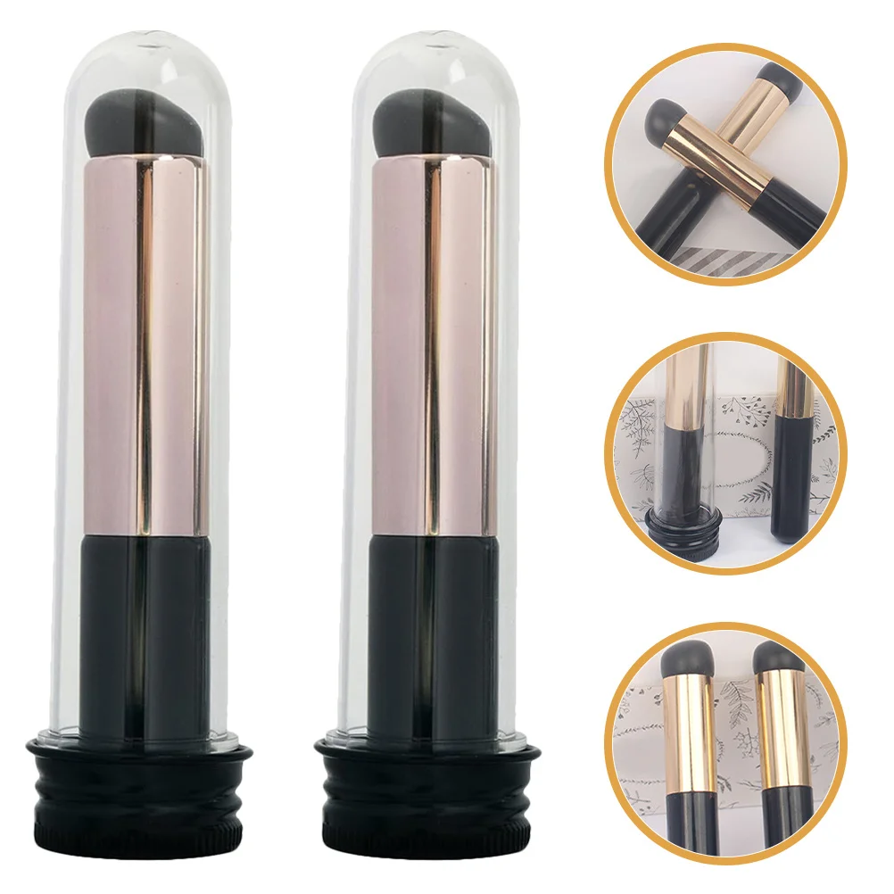 2 pçs pincéis labiais reutilizáveis aplicador labial de silicone para batom bálsamo máscara esfrega controle preciso ponta redonda com caso de armazenamento