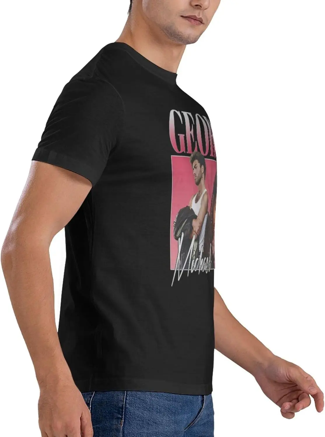 Camiseta masculina de manga curta com gola redonda, camiseta slim fit de algodão macio para homens, preta