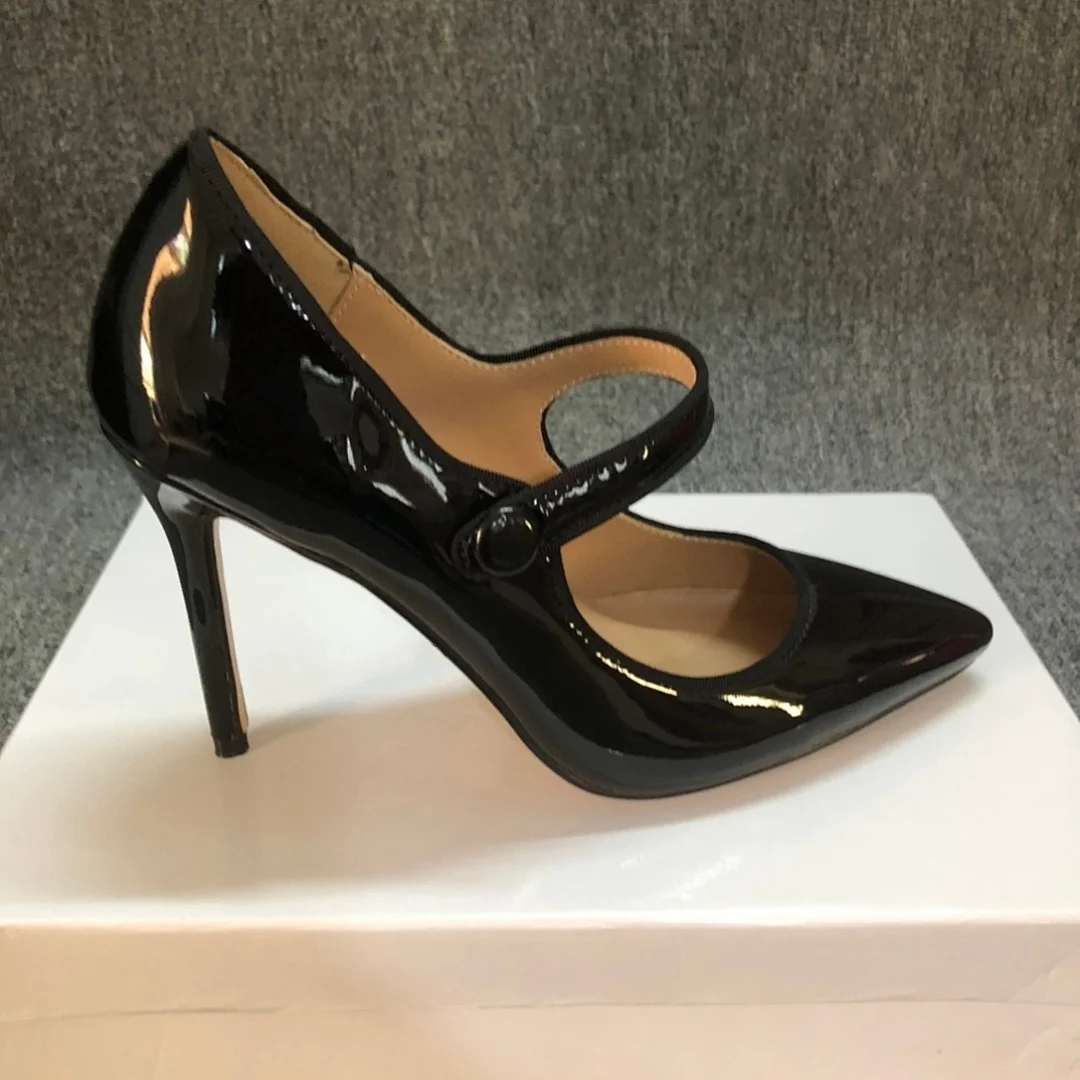 

Black Patent Leather Women’s Single Shoes Pointed Toe Hook Loop Pumps Female 6-12cm High Heels Classics Office Lady Party Dress