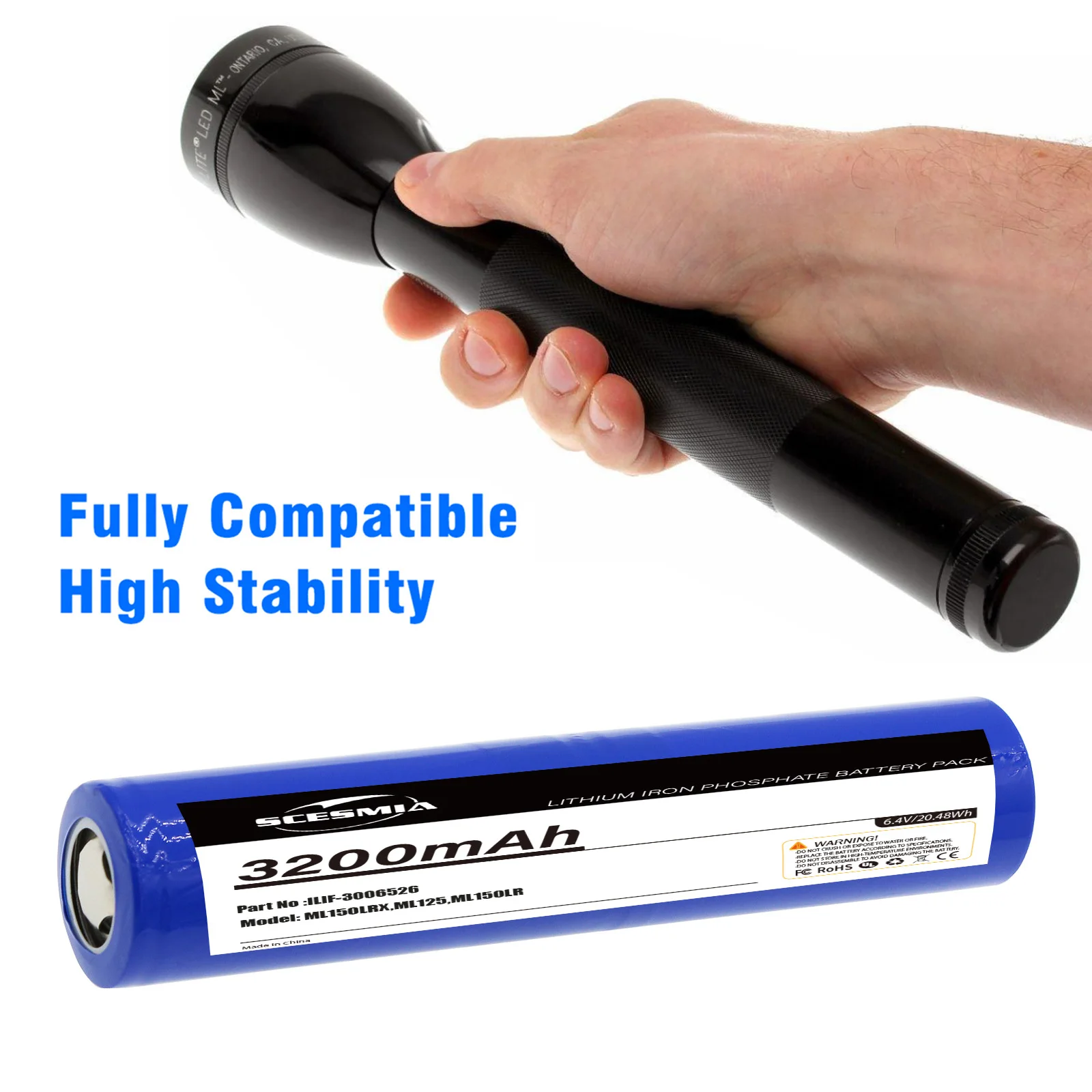 

4000mAh Flashlight Battery For Maglite ML125 ML150LR ML150LRX ILIF-3006526