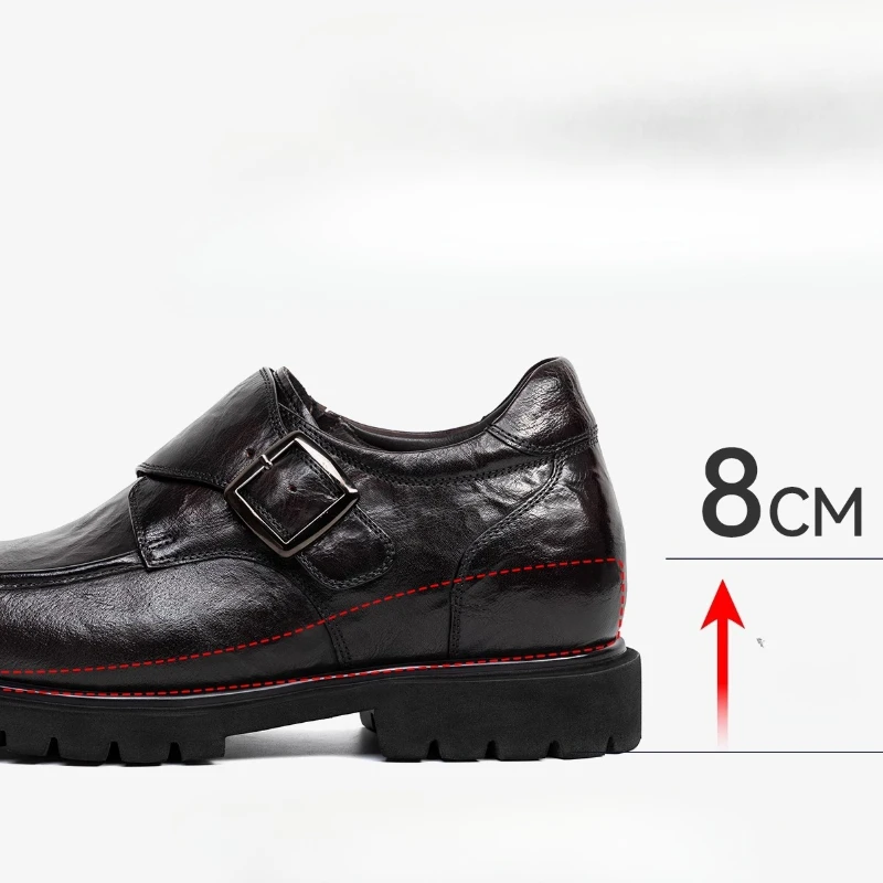 جلد طبيعي الأعمال البريطانية مصعد أحذية رجالية فستان أحذية الذكور خفيفة الوزن مريحة غير مرئية الارتفاع زيادة الأحذية