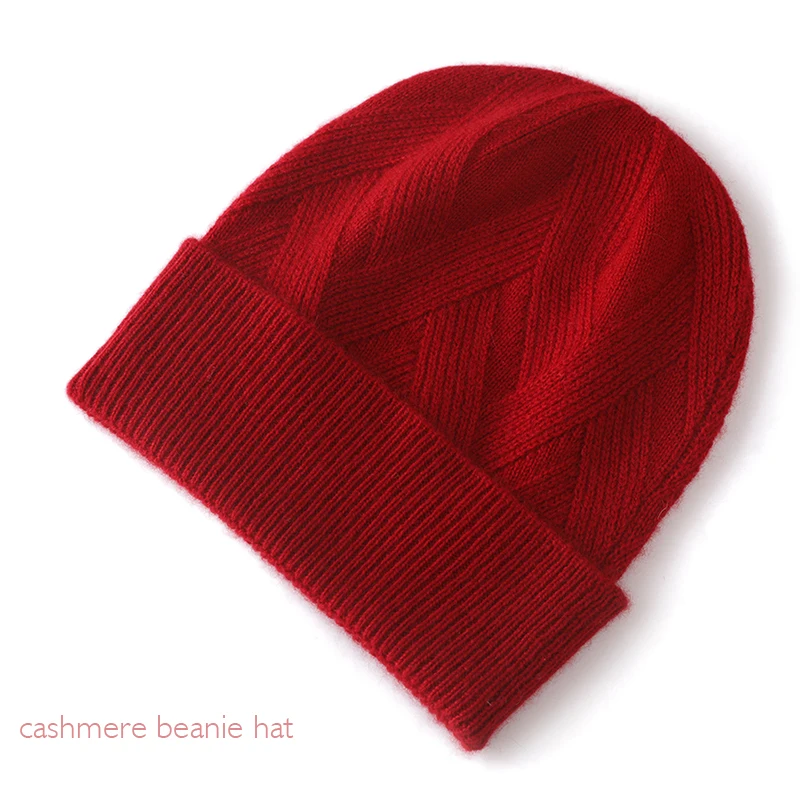 

Women 35% Cashmere Vintage Beanies Blend Thick Solid Ribbed Hem Soft Knitted Cap Hat Wool Autumn Winter Warm Wool Skull Caps