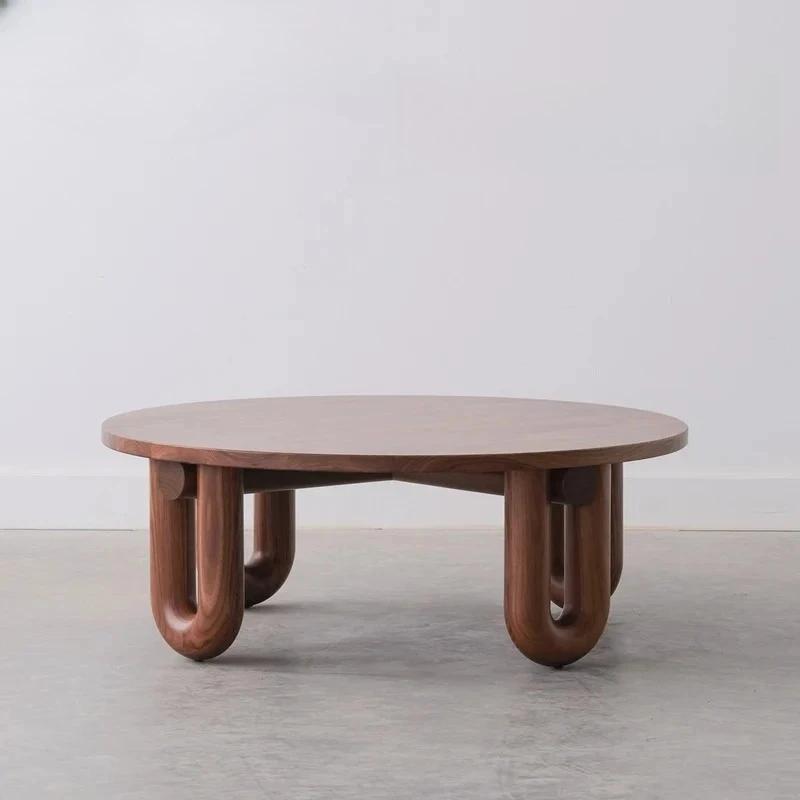 Mesa de centro redonda de madera maciza para el hogar, moderna y nórdica, japonesa, sencilla, para dormitorio y desayuno, sala de estar, mesa en forma de U