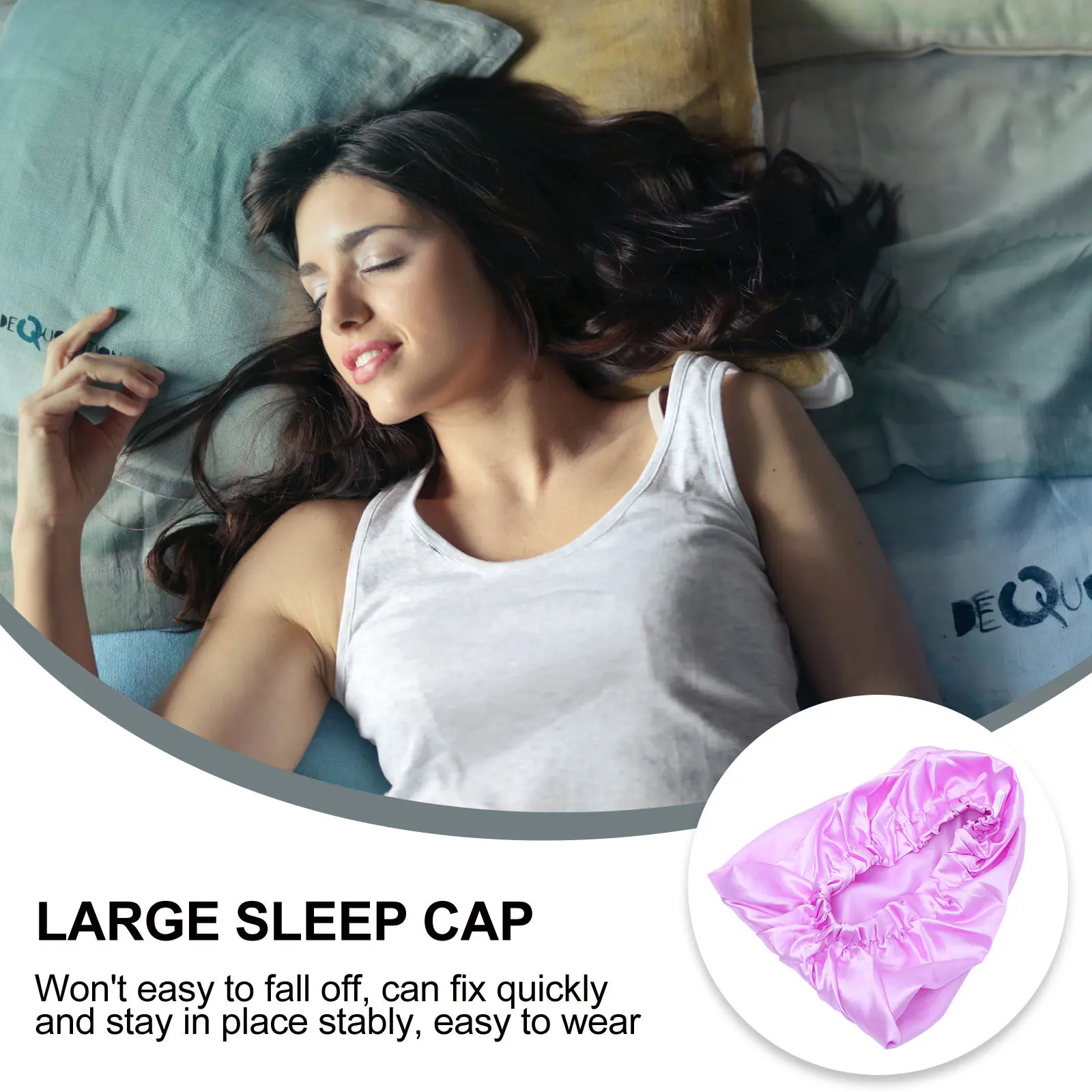 

Satin Sleep Cap with Wide Elastic Band Fits All Hair Types Including Thick Long Curly Braided Dreadlocks Non Slip Comfortable