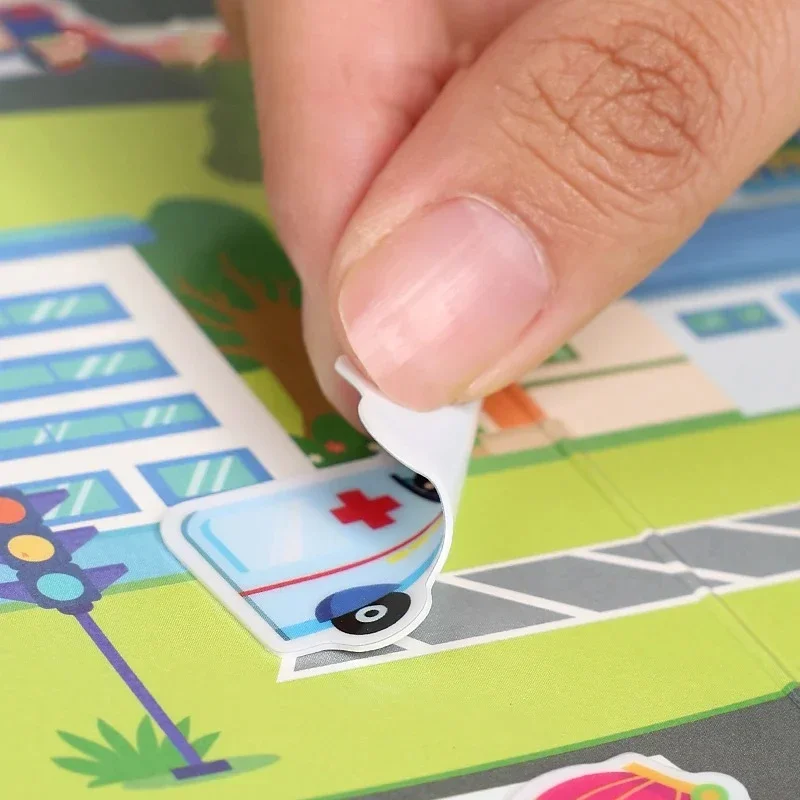 Reusable Jelly Sticker Quiet Book, DIY Scene Puzzle Stickers, Repeat Paste Educational Toy For Kids