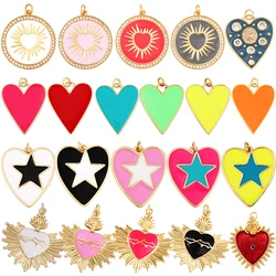 Colourful Enamel Heart Charm Neon Pink White Black Blue Pendant Oil Dropped , Real Gold Plated Colour for Necklace Bracelet K10