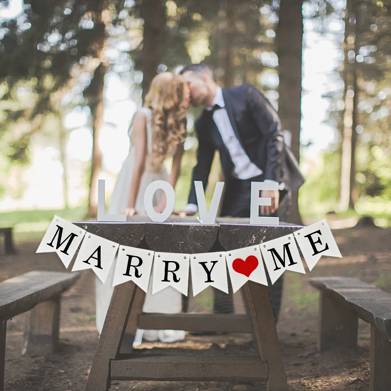 White Just Married Paper Garland Vintage Marry Me Letter Bunting Banner Wedding Party Photo Props Bridal Shower Chair Table Deco