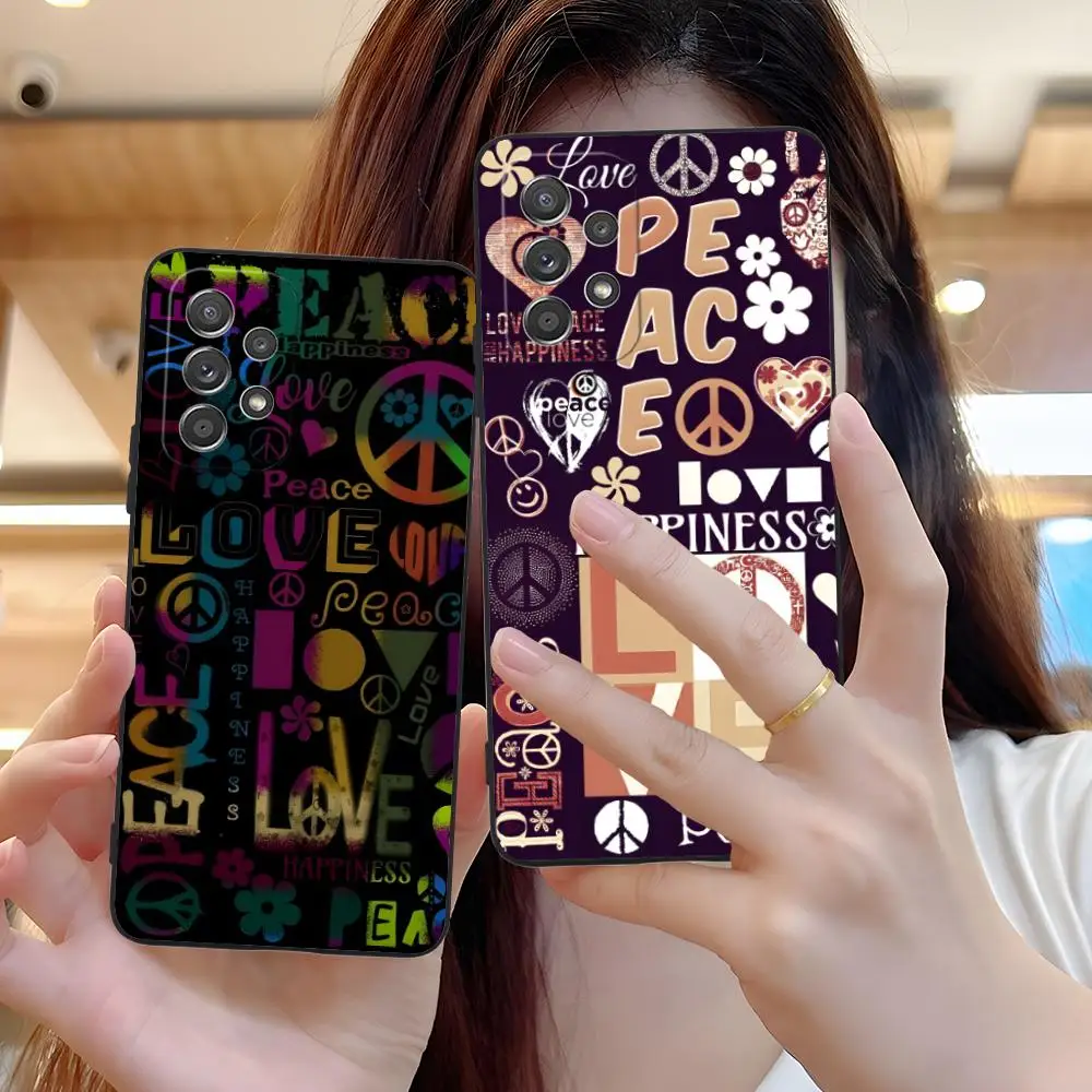 Luxury Love Peace Phone Case for Samsung Galaxy M55 54 42 35 34 33 32 23 22 15 14 13 12 F55 5G Soft TPU Shockproof Cover