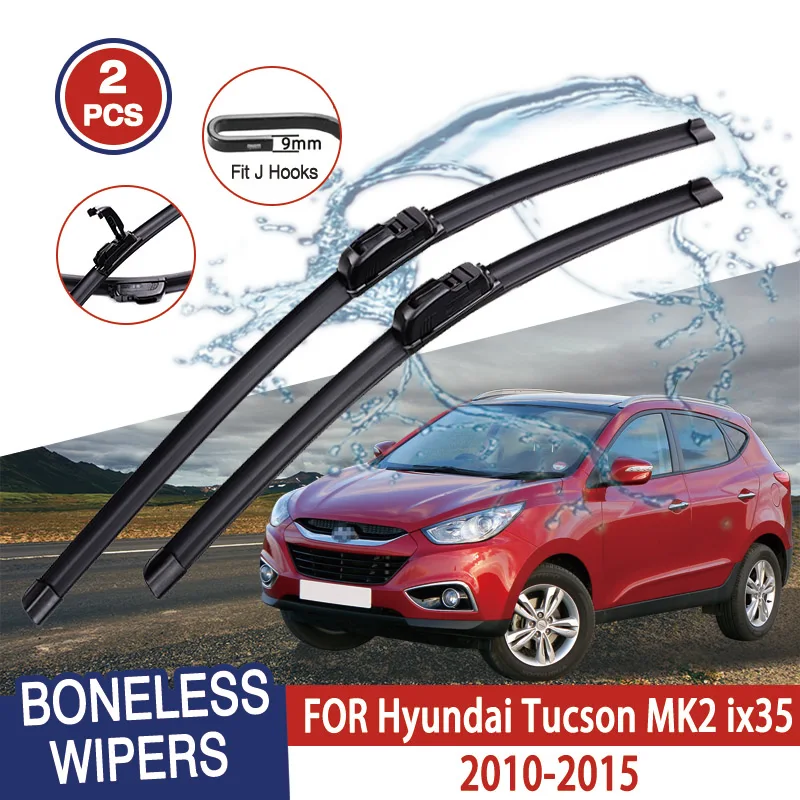 

For Hyundai Tucson MK2 ix35 2010-2015 Car Windshield Wiper U-type Soft Rubber Frameless Bracketless Car Wipers 24"+16"