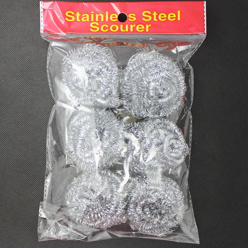 

6pcs/pack Stainless Steel Cleaning Ball Brushes Dishwashing Sponges with Wire Bowl Dirt Cleaning Ball for Kitchen Supplies