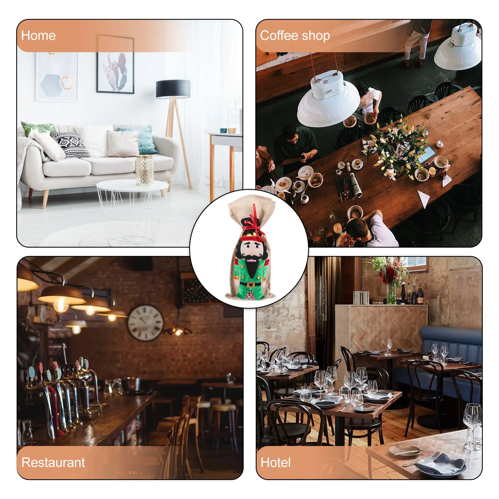 

1Pcs Wine Bottle Dress Sturdy Holiday Christmas Cover Reusable Decorative Bottle Ornament for Coffee Shop Restaurant Xmas Use